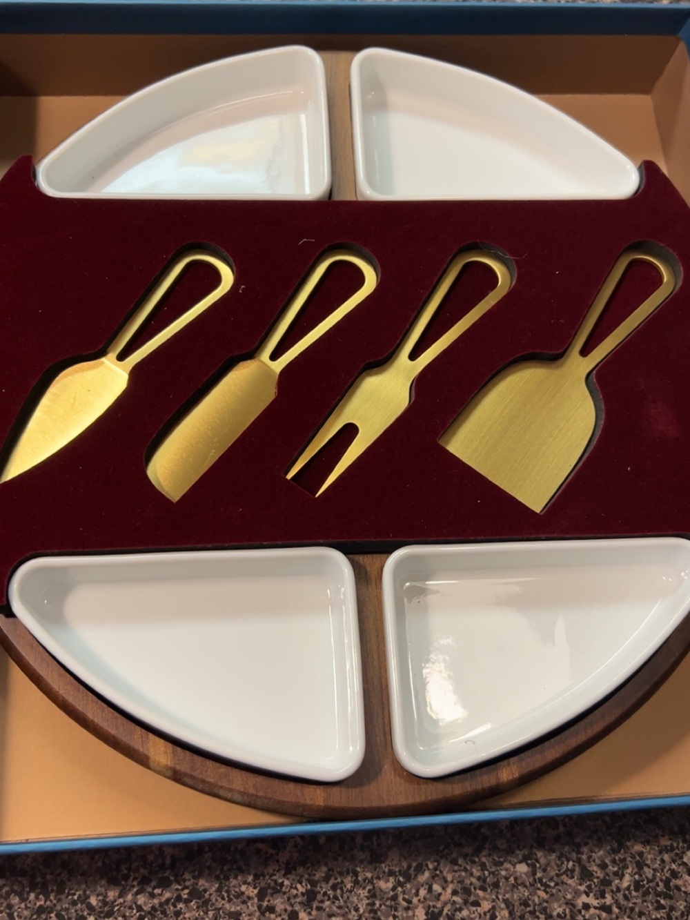 Gold Cheese Serving Set with White Dishes - Home Dining
